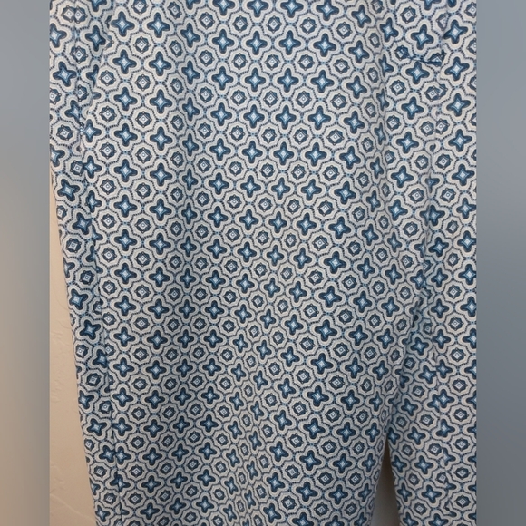 Cynthia Rowley Blue White Printed Straight Leg Cigarette Pant Size 0 Preppy - Picture 3 of 11